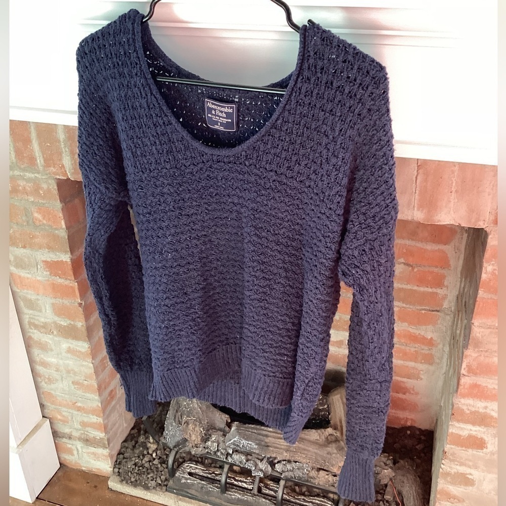 Abercrombie & Fitch Navy Blue Knit Crew Neck Sweater Preppy Small​